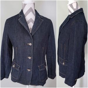 FACONNABLE Dark Blue Button Denim Jean Jacket Sz S